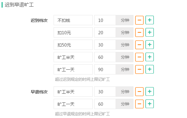 迟到早退档次如何设置